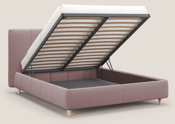 Laura letto imbottito contenitore e sfoderabile in microfibra velluto
