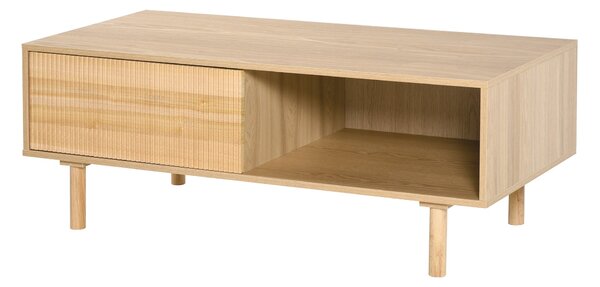 Tavolino Basso con Anta e Cassetto 110x50x41,5 cm in Legno Truciolare Naturale