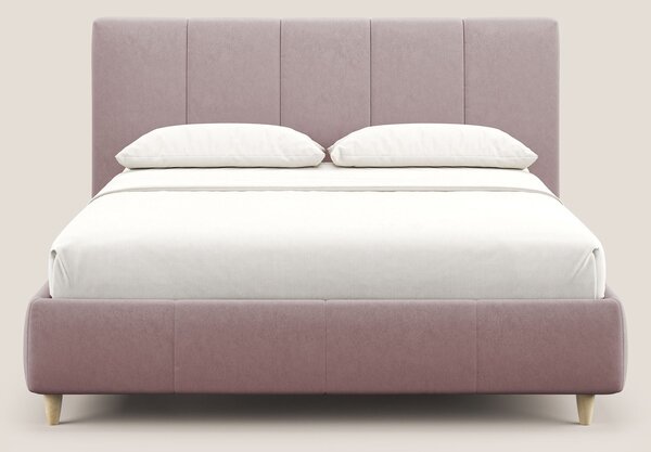 Laura letto imbottito contenitore e sfoderabile in microfibra velluto