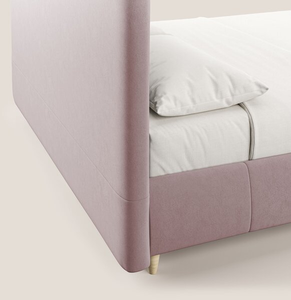 Laura letto imbottito contenitore e sfoderabile in microfibra velluto