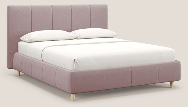 Laura letto imbottito contenitore e sfoderabile in microfibra velluto