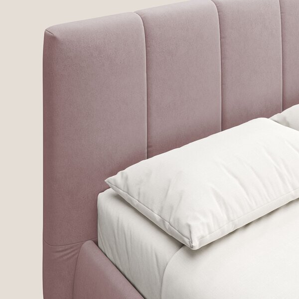 Laura letto imbottito contenitore e sfoderabile in microfibra velluto