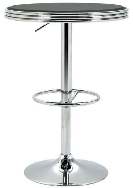 Tavolino da Bar Ø65x66-90 cm in Metallo e Similpelle Nero