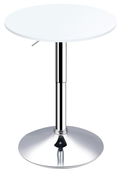Tavolino da Bar Ø60x69-93 cm in Metallo e MDF Bianco