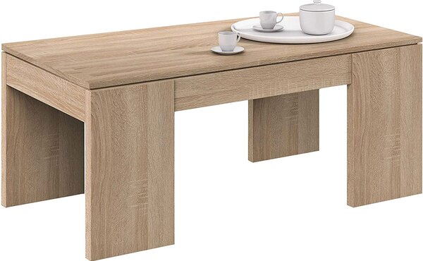 Tavolino Basso da Caffè 100x50x43 cm con Piano Sollevabile Rovere