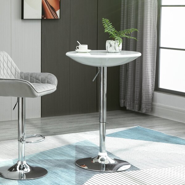 Tavolino da Bar Ø61x76-97 cm in Acciaio e ABS Bianco