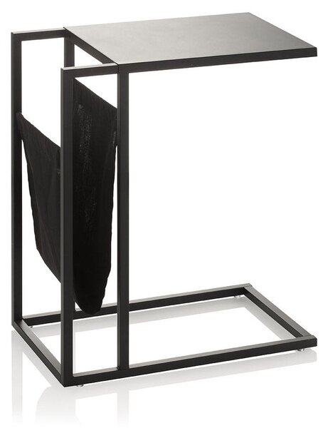 Tavolino 46x28,4x56,6 cm con Tasca in Metallo Nero