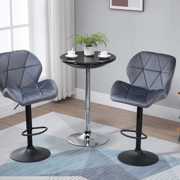 Tavolino da Bar Ø61x76-97 cm in Acciaio e ABS Nero