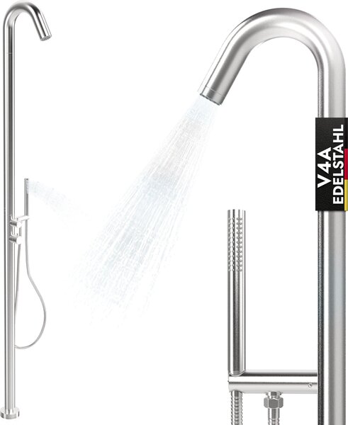 Doccia per piscina doccia da giardino V4A AISI 316 in acciaio inox acqua calda acqua fredda con doccetta doccia da esterno per piscina giardino sauna by LAWA