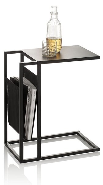 Tavolino 46x28,4x56,6 cm con Tasca in Metallo Nero