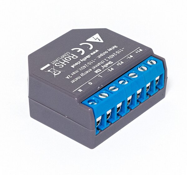 Shelly EM Misuratore consumo elettrico Smart 1 canale + 1 Pinza amperometrica 50A monitoraggio monofase WiFi