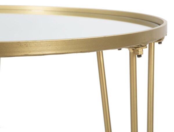 Tavolinetto da Caffé Glam Oro/Mirror Ø50x58,5 cm in Ferro e Vetro Oro