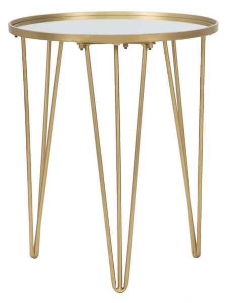 Tavolinetto da Caffé Glam Oro/Mirror Ø40x49 cm in Ferro e Vetro Oro