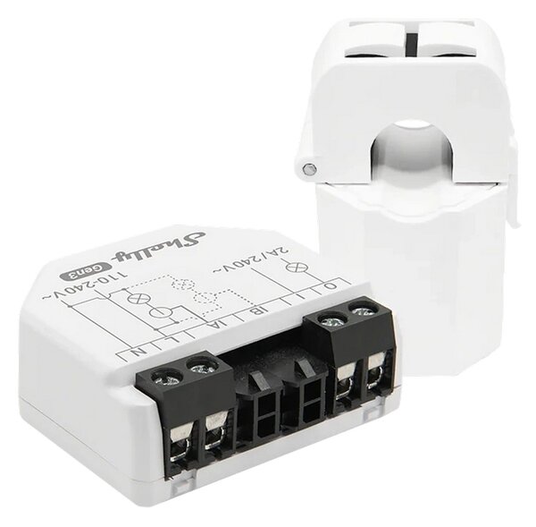 Shelly EM Gen3 Misuratore consumo elettrico Smart 1 canale + 1 Pinza amperometrica 50A monitoraggio monofase WiFi Bluetooth