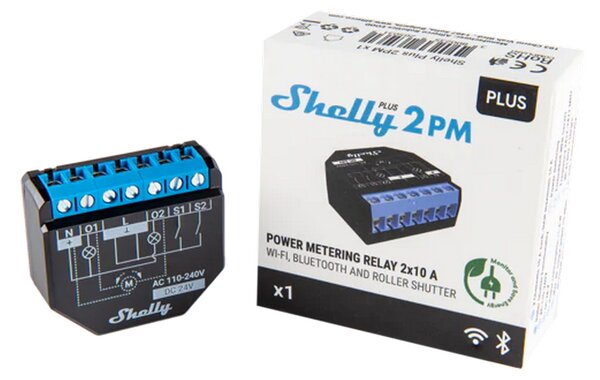 Shelly Plus 2PM 16A AC/DC Interruttore relè Smart 2 canali Controller Tapparelle monitoraggio consumi WiFi Bluetooth