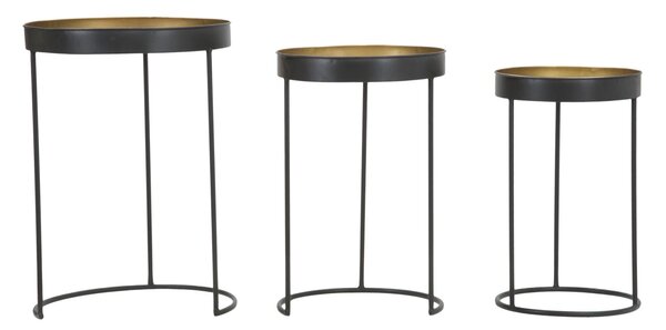 Tavolinetti Alti Bascket Botis Set 3 Pz Ø42,5x60-35,5x54-30,5x49 cm in Ferro Nero