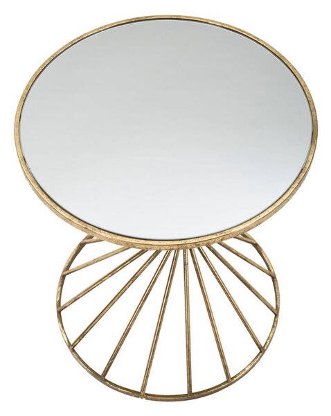 Tavolinetto Hypnos Ø42x50 cm in Ferro MDF e Vetro Oro