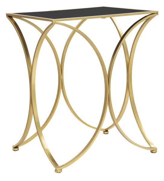 Tavolinetto Infinity 57x46x68 cm in Ferro e Specchio e MDF Oro e Nero