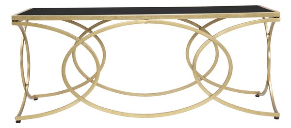 Tavolo da Caffé Infinity 110x60x45 cm in Ferro e Specchio e MDF Oro e Nero