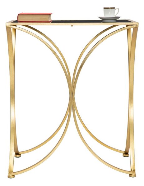 Tavolinetto Infinity 57x46x68 cm in Ferro e Specchio e MDF Oro e Nero