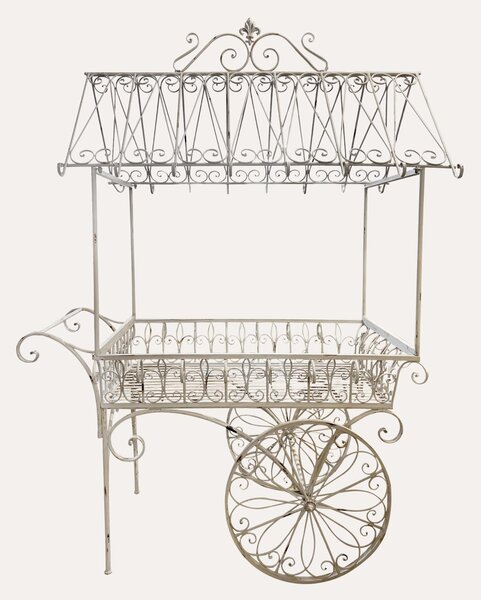KEYHOMESTORE | Carretto in Ferro Bianco H.237x175x100 cm