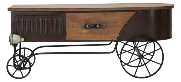 Tavolo da Caffé Old Style 124,5x61x50,5 cm Legno di Abete e MDF e in Ferro Marrone