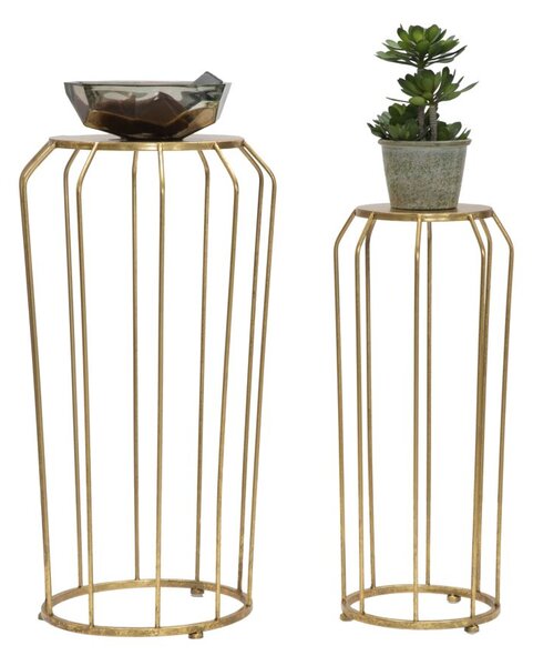 Tavolinetti Thing Coppia Ø38x70-26,8x60 cm in Ferro Oro