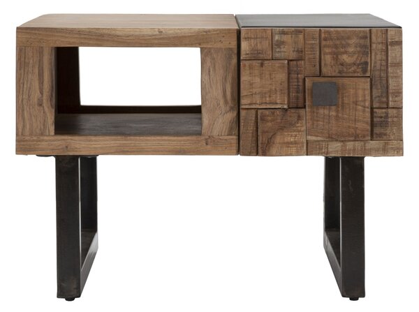 Tavolo da Caffé Quadrato Mumbai 60x60x43 cm in Legno di Acacia e in Ferro Marrone e Nero