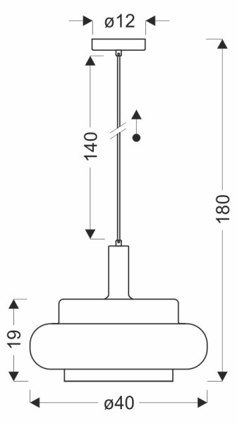 Lampada a sospensione con cavo BRIZI 1xE27/40W/230V grigio/fumé