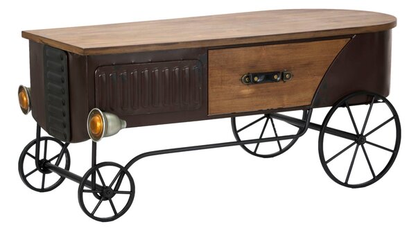 Tavolo da Caffé Old Style 124,5x61x50,5 cm Legno di Abete e MDF e in Ferro Marrone