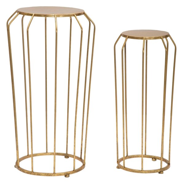 Tavolinetti Thing Coppia Ø38x70-26,8x60 cm in Ferro Oro