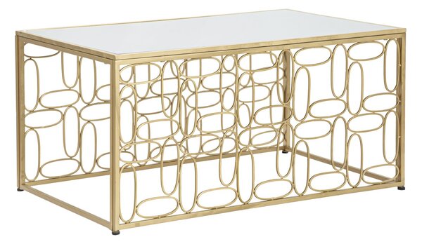 Tavolo da Caffé Bubbles 90x60x45 cm in Ferro e Specchio Oro e Argento