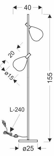 Lampada da terra DENSO 2xG9/5W/230V nero cromato/ramato