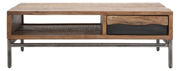 Tavolo da Caffè Yellowstone 118x70x40 cm in Legno di Acacia e Ferro Marrone e Nero