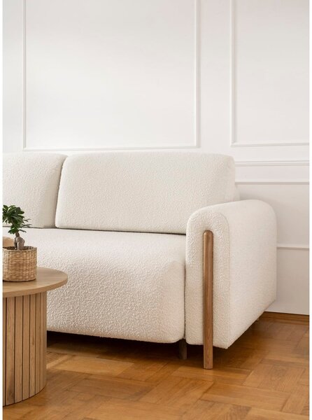 Divano avorio allungabile/con contenitore e rivestimento in bouclé 244 cm Arcadova – ELTAP