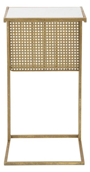 Tavolinetto Marble Porta Giornali 46x35x65 cm in Ferro e Marmo Oro e Bianco