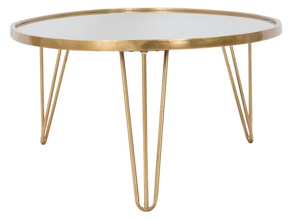Tavolo da Caffé Mirror 160x76x40,5 cm in Ferro MDF e Specchio Oro