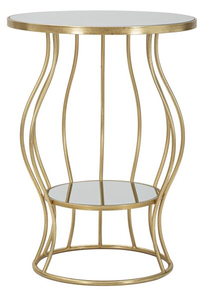 Tavolinetto Flat Ø50x68 cm in Ferro e Specchio Oro e Argento