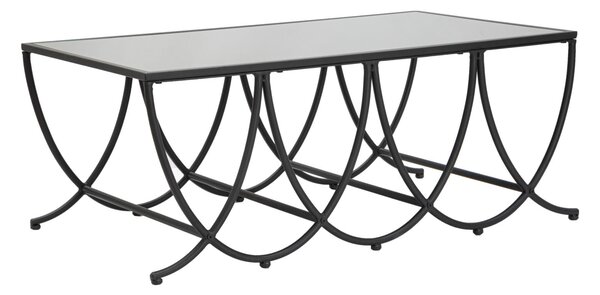 Tavolo da Caffé Dark 100x60x40 cm in Ferro e Specchio Nero