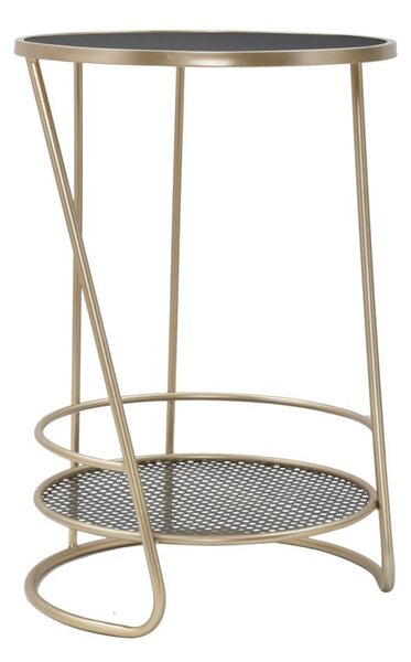 Tavolinetto Decor 41x40x60 cm in Ferro e MDF Oro ANG Nero