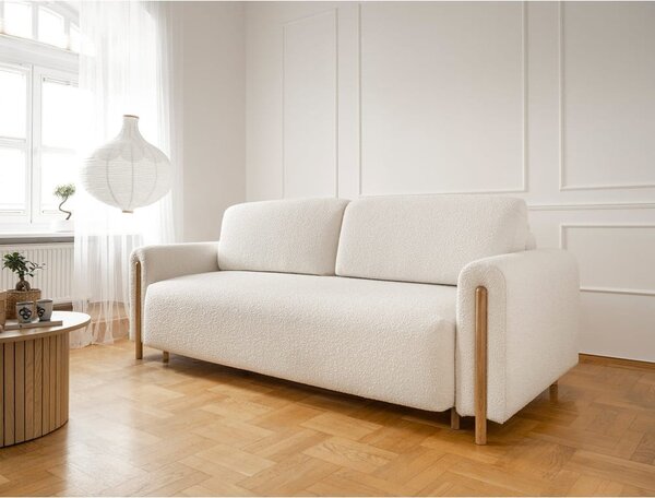 Divano avorio allungabile/con contenitore e rivestimento in bouclé 244 cm Arcadova – ELTAP