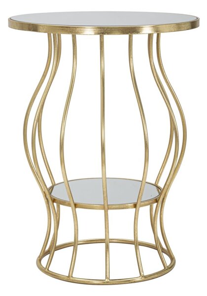 Tavolinetto Flat Ø50x68 cm in Ferro e Specchio Oro e Argento