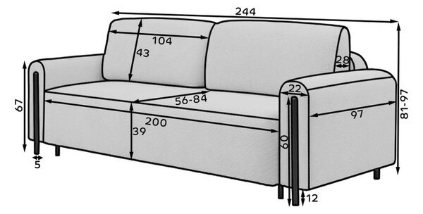 Divano marrone chiaro allungabile/con contenitore e rivestimento in velluto a coste 244 cm Arcadova – ELTAP
