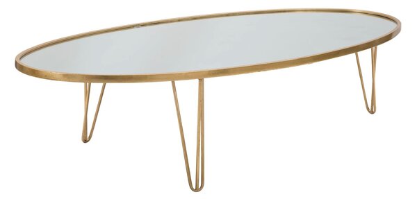 Tavolo da Caffé Mirror 160x76x40,5 cm in Ferro MDF e Specchio Oro