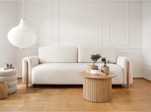 Divano avorio allungabile/con contenitore e rivestimento in bouclé 244 cm Arcadova – ELTAP
