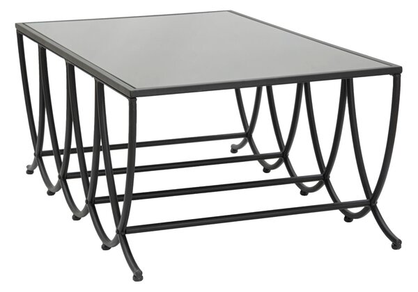 Tavolo da Caffé Dark 100x60x40 cm in Ferro e Specchio Nero