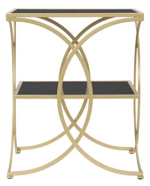 Tavolinetto Double 45x45x55 cm in Ferro MDF e Specchio Oro e Nero
