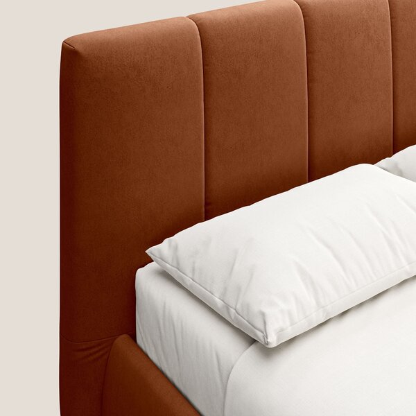 Laura letto imbottito contenitore e sfoderabile in microfibra velluto
