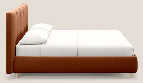 Laura letto imbottito contenitore e sfoderabile in microfibra velluto