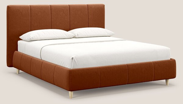 Laura letto imbottito contenitore e sfoderabile in microfibra velluto